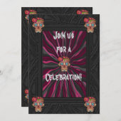 木彫り砂糖スカル付き/フローラクラウン 招待状 (正面/裏面)