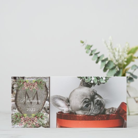 木彫り素朴ハートファミリーモノグラムクリスマス (スタンド正面)