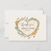 木彫り素朴秋野結婚花 サンキューカード (正面)