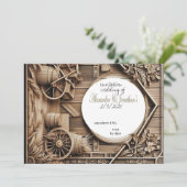 木彫り結婚式招待状ユニークスタイル 招待状 (スタンド正面)