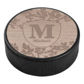 木彫り葉ヴィンテージ名モノグラム アイスホッケーパック (3/4)