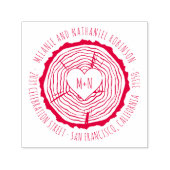 木彫ハート素朴結婚差出人住所 セルフインキングスタンプ (デザイン)