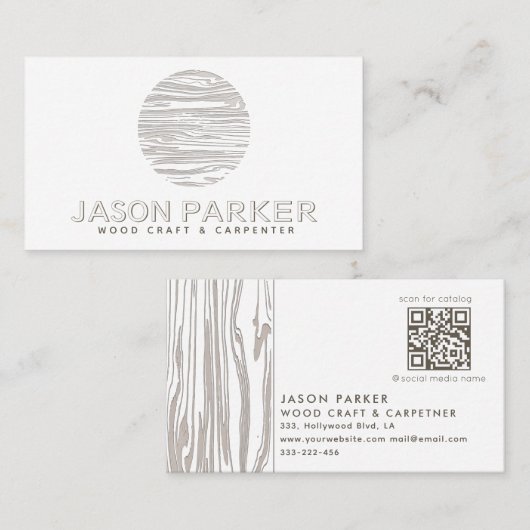 木彫プロフェッショナル大工Qrコード 名刺 (正面/裏面)