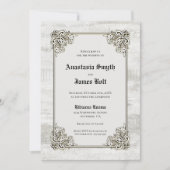 木彫素朴り枠結婚式招待状 招待状 (正面)