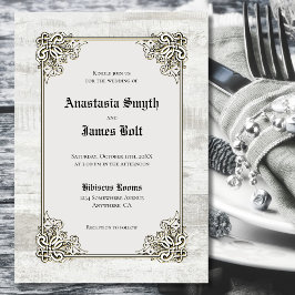 木彫素朴り枠結婚式招待状 招待状