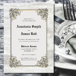 木彫素朴り枠結婚式招待状 招待状