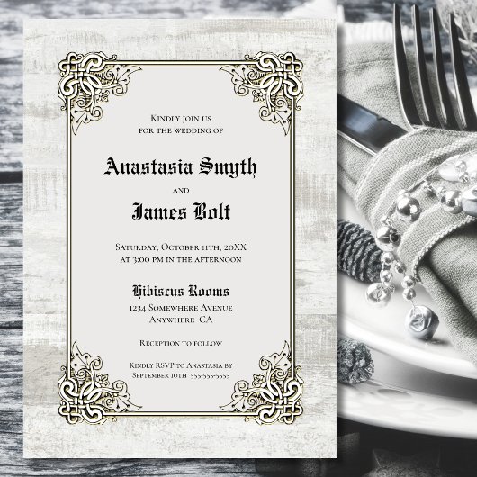 木彫素朴り枠結婚式招待状 招待状