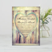 木彫素朴ハート国結婚式招待状 招待状 (スタンド正面)