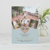 木彫素朴ハートPHOTO COLLAGE Invitati 招待状 (スタンド正面)