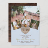 木彫素朴ハートPHOTO COLLAGE Invitati 招待状 (正面/裏面)