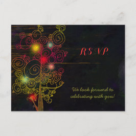 木感動的の素朴結婚式RSVP インビテーションポストカード
