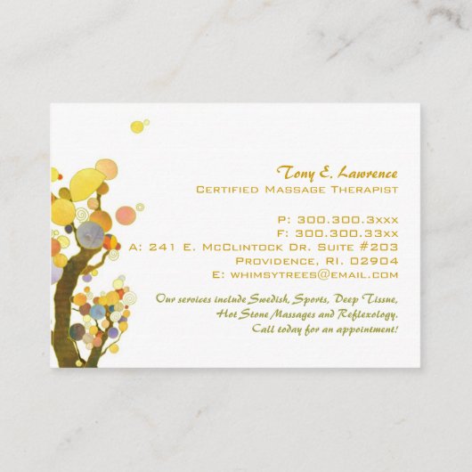 木感動的材マッサージセラピー 名刺 (裏面)