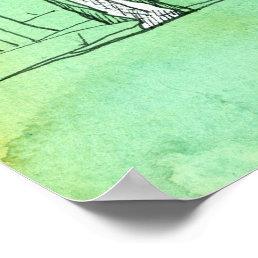 木救林筆と墨絵 ポスター (角)