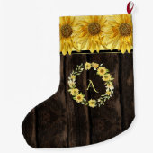 木明素朴るい黄色ひまわりモノグラム ラージクリスマスストッキング (裏面)
