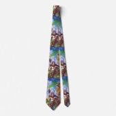 木星とライオンのギリシャ神話ブルーブラウン ネクタイ (正面)