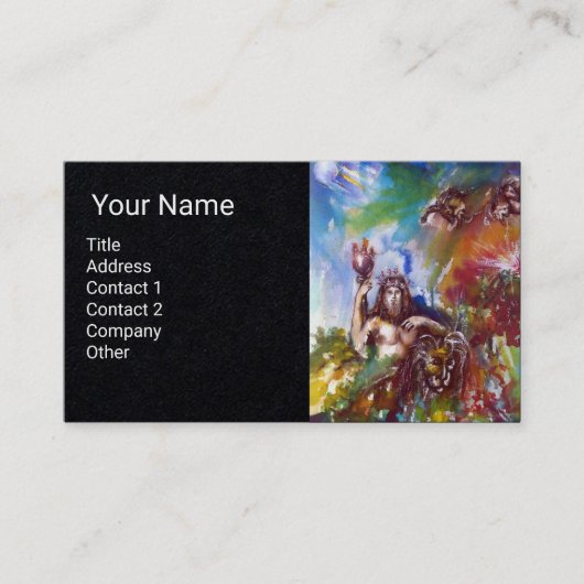 木星とライオンのギリシャ神話、黒い紙 名刺 (正面)