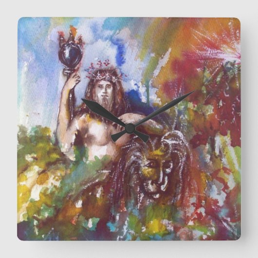 木星とライオン スクエア壁時計 (正面)