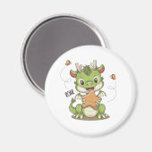 木星と蝶が咲く可愛いドラゴン マグネット (正面/裏面)