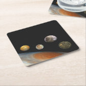 木星と4つの衛星ガリレオ衛星 スクエアペーパーコースター (アングル)