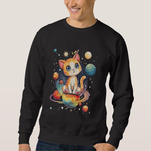 木星の子どもたち宇宙の惑星と銀河系の猫 スウェットシャツ (正面)