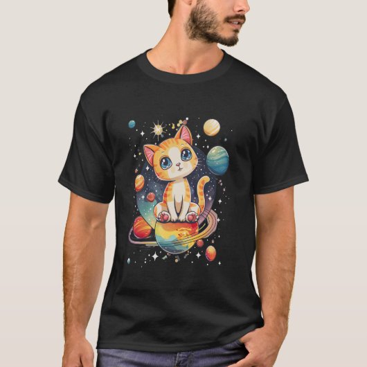 木星の子どもたち宇宙の惑星と銀河系の猫 Tシャツ (正面)