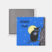 木星の黒い夜フクロウの青い目 マグネット (正面/裏面)