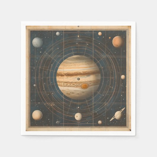 木星中心の天図デザイン スタンダードカクテルナプキン (正面)