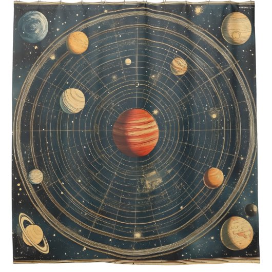 木星中心の天図デザイン(2) シャワーカーテン (正面)