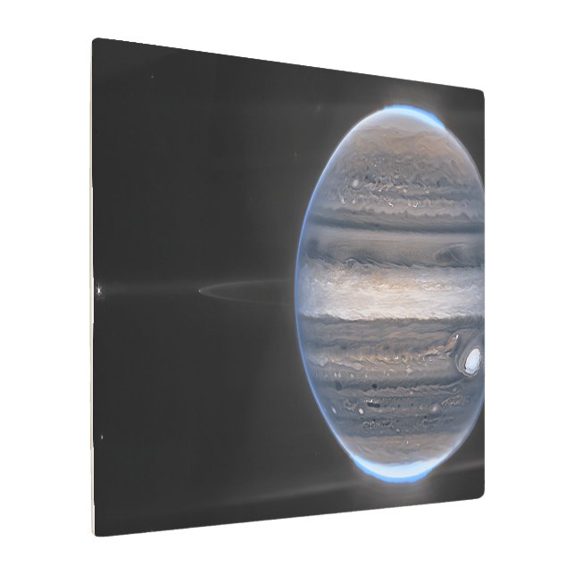 木星（月あり）&リングや輪 | NIRCam | JWST メタルプリント (アングル)