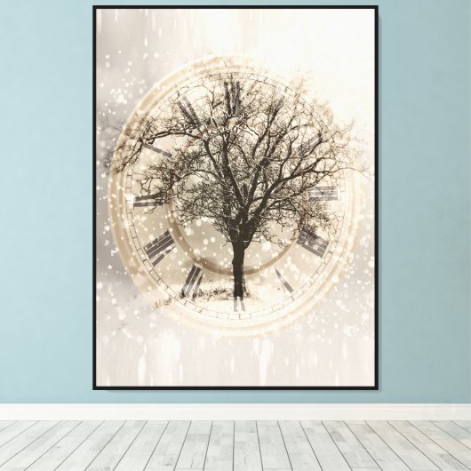 木時計 キャンバスプリント (インサイチュ (ウッドフロア))