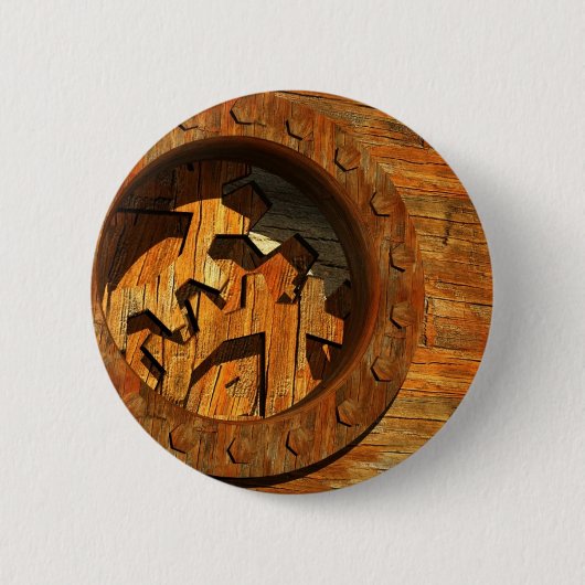 木時計 缶バッジ (正面)