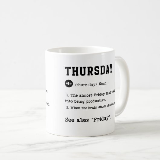 木曜マグカップ – 皮肉な辞書 – スタイルカップ コーヒーマグカップ (正面右)