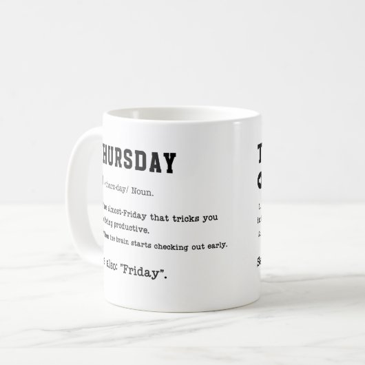 木曜マグカップ – 皮肉な辞書 – スタイルカップ コーヒーマグカップ (正面左)