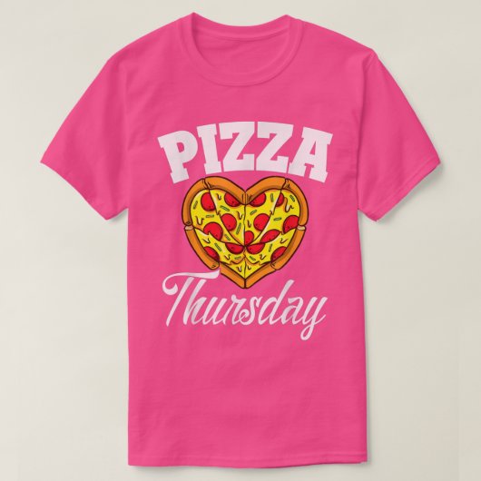 木曜日のピザナイト おもしろ ピザ好き 速い食事 T Tシャツ (デザイン正面)