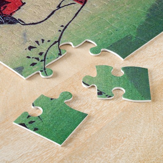 木曽街道1835年の板花日本の木版画 ジグソーパズル (側面)