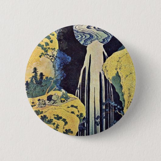 木曽路の背後にある阿弥陀の滝 缶バッジ (正面)