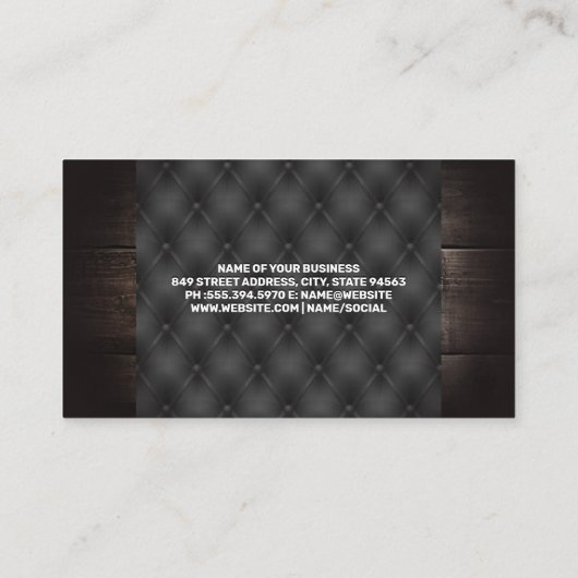 木材およびボタンのファブリック |美しいロゴ 名刺 (裏面)