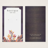 木材および葉ジュエリーイヤリング表示カード (正面&裏面)