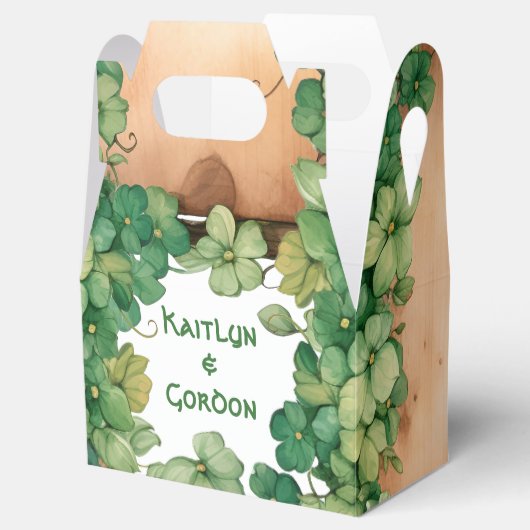 木材とつる植物素朴なSt patricks dayアイリッシュ結婚ズ フェイバーボックス (オープン)