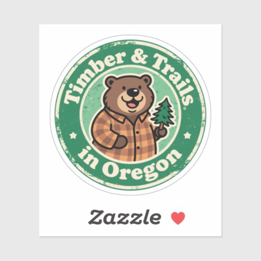 木材とトレイル_オレゴンヴィンテージ自然アートワーク シール (シート)