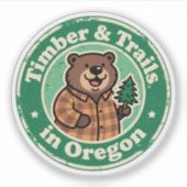 木材とトレイル_オレゴンヴィンテージ自然アートワーク シール (正面)