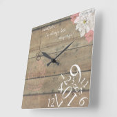 木材とフローラ常に遅い：正方形の壁時計 スクエア壁時計 (傾斜)