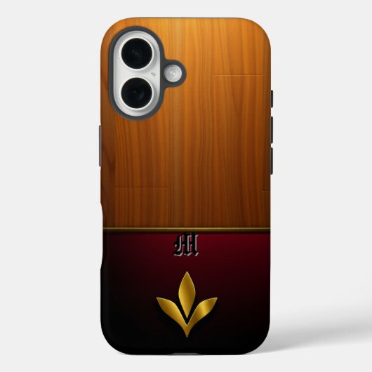木材とブルゴーニュのゴールデンクラウンエンブレム Case-Mate iPhoneケース (裏面)