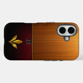 木材とブルゴーニュのゴールデンクラウンエンブレム Case-Mate iPhoneケース (裏面 (横))