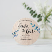 木材とユーカリの婚約写真の日付を保存 招待状 (スタンド正面)