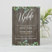 木材とユーカリ延期結婚の更新カード 招待状 (スタンド正面)