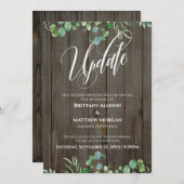 木材とユーカリ延期結婚の更新カード 招待状 (正面/裏面)