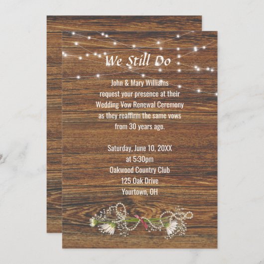 木材と光の弦の誓いの更新 招待状 (正面/裏面)