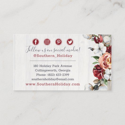 木材と南素朴国コットンソーシャルメディア 名刺 (裏面)