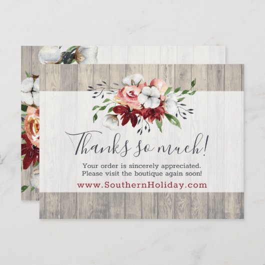 木材と南素朴国綿花ありがとう ポストカード (正面/裏面)